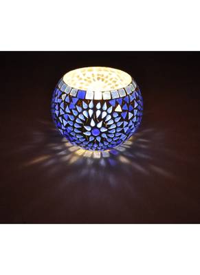 Lal Haveli Rajasthani Handmade Mosaic Glass Diwali Decoration candle Holder 5 Inch 1