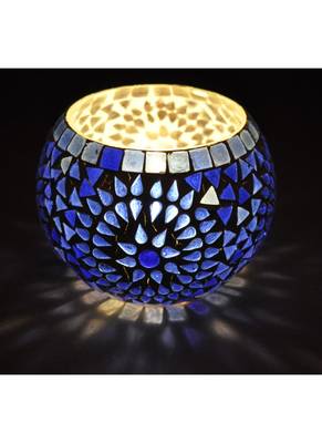 Lal Haveli Rajasthani Handmade Mosaic Glass Diwali Decoration candle Holder 5 Inch 2