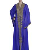 royal blue embroidered georgette islamic kaftans
