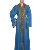 blue embroidered georgette islamic kaftans