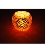 Lal Haveli Glass Hurricane candle Holder & Mosaic Mini Plant Room Decorative Diwali Gifts Corporate 5 Inch