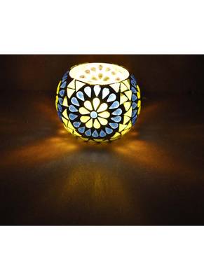 Mosaic Glass Hurricane candle Holder Diwali Gifts Corporate 3 Inches 1