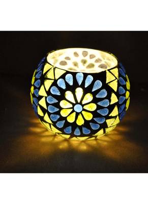 Mosaic Glass Hurricane candle Holder Diwali Gifts Corporate 3 Inches 2