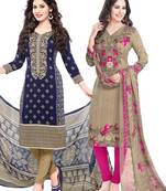 Multicolor Printed Synthetic Unstitched Salwar With Dupatta