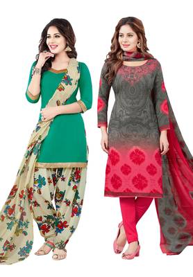 Multicolor Printed Synthetic Unstitched Salwar With Dupatta 1