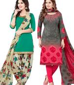 Multicolor Printed Synthetic Unstitched Salwar With Dupatta