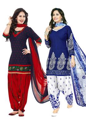 Multicolor Printed Synthetic Unstitched Salwar With Dupatta 1