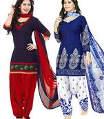 Multicolor Printed Synthetic Unstitched Salwar With Dupatta