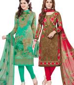 Multicolor Printed Synthetic Unstitched Salwar With Dupatta