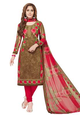 Multicolor Printed Synthetic Unstitched Salwar With Dupatta 4