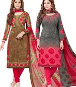 Multicolor Printed Synthetic Unstitched Salwar With Dupatta
