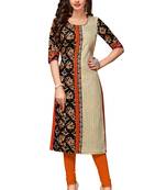 Beige Printed Cotton Kurtis
