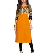 Gold Printed Cotton Cotton Kurtis