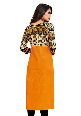 Gold Printed Cotton Cotton Kurtis 2