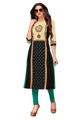 Black Printed Cotton Kurtis 1