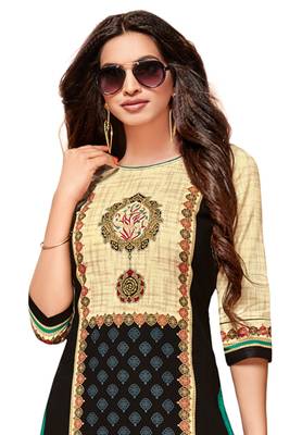 Black Printed Cotton Kurtis 3