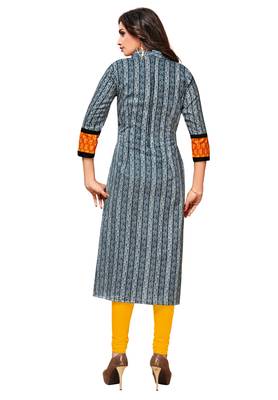 Grey Printed Cotton Kurtis 2
