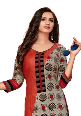 Orange Printed Cotton Kurtis 3