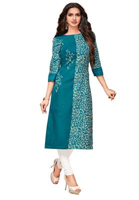 Blue Printed Cotton Kurtis 1
