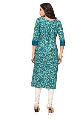 Blue Printed Cotton Kurtis 2