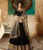 Black embroidered georgette Anarkali SUit