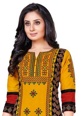 Gold Printed Cotton Cotton Kurtis 3