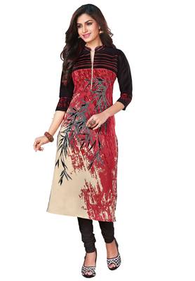 Maroon Printed Cotton Cotton Kurtis 1