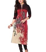 Maroon Printed Cotton Cotton Kurtis