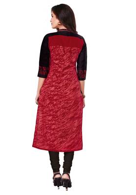 Maroon Printed Cotton Cotton Kurtis 2