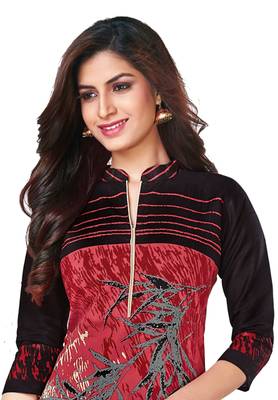 Maroon Printed Cotton Cotton Kurtis 3