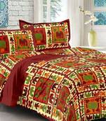 Indian Jaipur Printed Queen Size Cotton Bedding Bedspread Bedsheet With 2 Pillow Cover