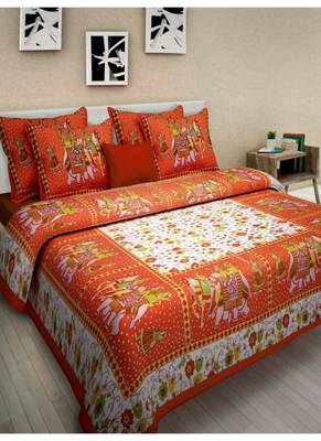 Jaipuri Printed Cotton Bedding Bedsheet With 2 Pillow Cover Queen Size Bedspread 90X108 inches Bedspread 1