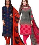 Multicolor Printed Synthetic Unstitched Salwar With Dupatta