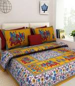 Handmade Jaipuri indian Cotton Printed Bedding Bedspread Bedsheet With 2 Pillow Cover Queen Size 90 X 108 inches