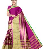 Pink Printed Poly Cotton Saree With Blouse
