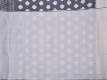 Grey Pochampally Ikat Cotton Handloom Saree with Polka Dots Design 3
