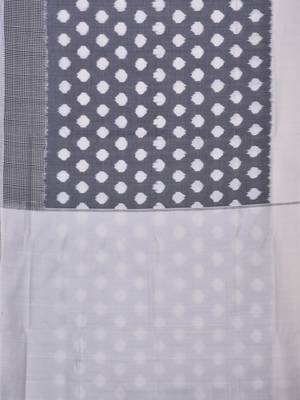 Grey Pochampally Ikat Cotton Handloom Saree with Polka Dots Design 4