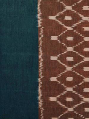 Rust and Green Pochampally Ikat Cotton Handloom Saree with Grill Design 3