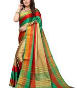 Green woven cotton silk saree with blouse