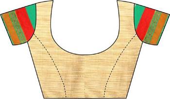 Green woven cotton silk saree with blouse 5