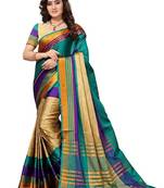 Sky blue woven cotton silk saree with blouse