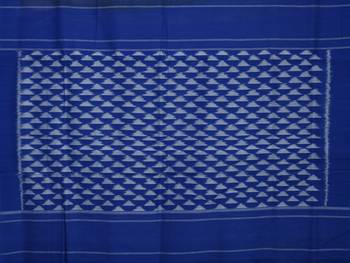 Light Brown and Blue Pochampally Ikat Cotton Handloom Saree with Triangle Pallu Design 5