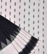 Black and White Pochampally Ikat Cotton Handloom Saree with Temple Border