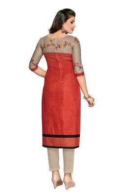 Orange Printed Cotton Cotton Kurtis 2