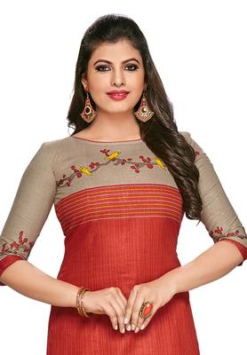 Orange Printed Cotton Cotton Kurtis 3