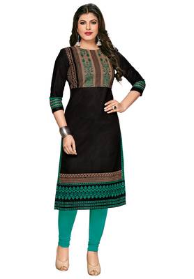 Black Printed Cotton Cotton Kurtis 1