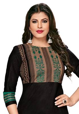 Black Printed Cotton Cotton Kurtis 3