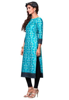 Blue Printed Cotton Cotton Kurtis 3
