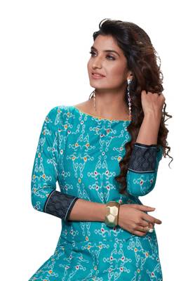 Blue Printed Cotton Cotton Kurtis 4
