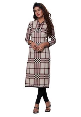 Grey Printed Cotton Cotton Kurtis 1